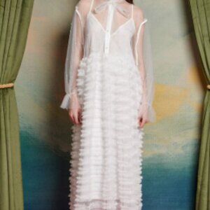 LAKESIDE PEARL LACE MAXI DRESS - PEARL WHITE / M